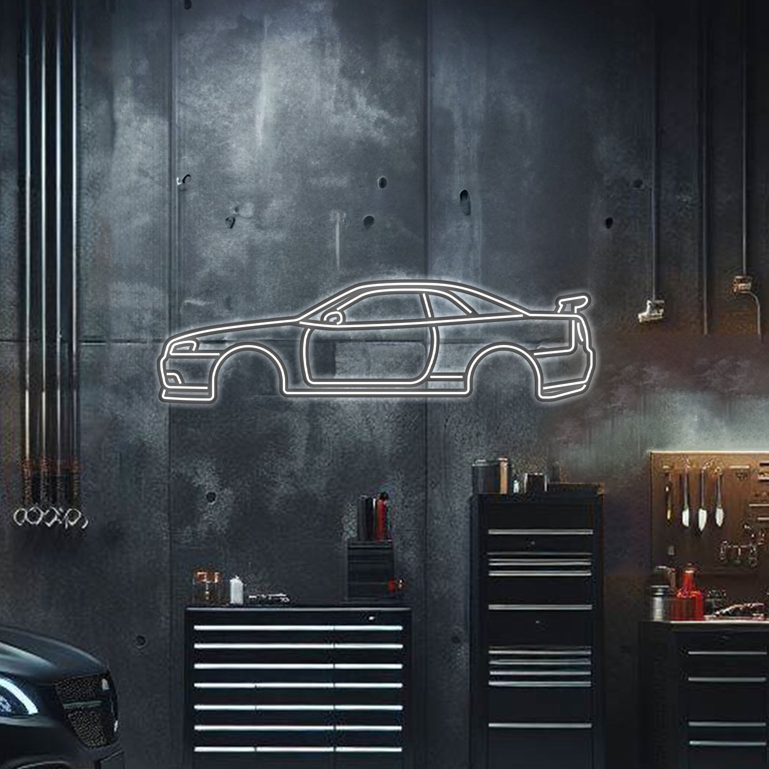 Skyline GT-R R34 Metal Neon Car Wall Art - MTN0036