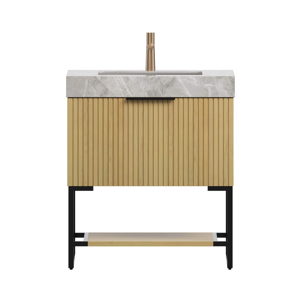 Nuvia Luxury 30-Inch Corolla Oak Freestanding Bathroom Vanity With Sink And Storage (SAK79352)