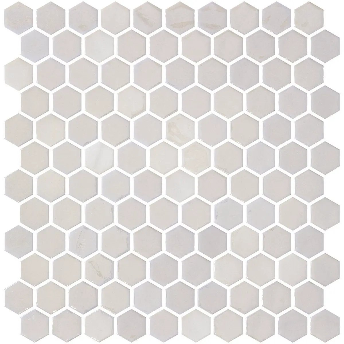 Opalo White Polished Hexagon Glass Mosaics 11 3/4x11 1/2