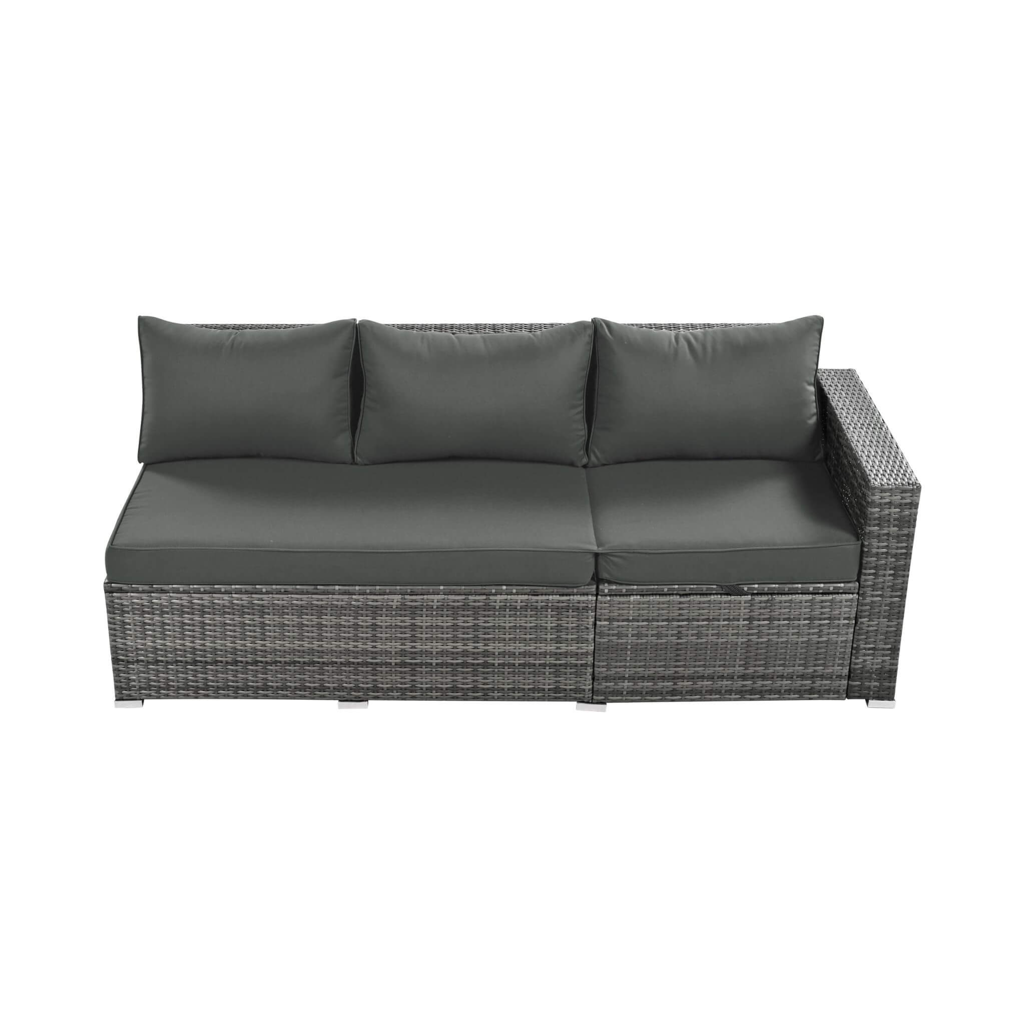 Outdoor 6-Piece All-Weather PE Rattan Sofa Set With Adjustable Seat, Storage Box, Removable Covers, And Tempered Glass Table Top (SAK37221)