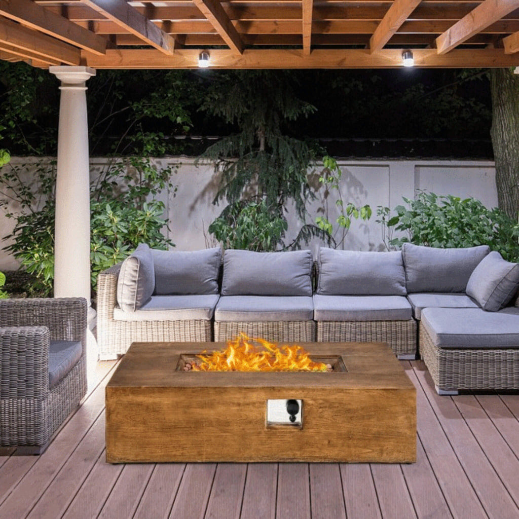 Outdoor Propane Gas Fire Pit Table W/ Lava Rocks & Cover, 50K BTU (SAK94436)