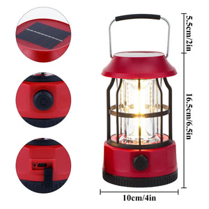 Set of 2 JHY DESIGN LED solar camping lanterns, red and dimmable outdoor lights