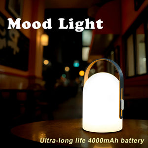 JHY DESIGN 4000mAh portable outdoor rechargeable bedside table lamp with frosted glass shade