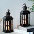 12“H Medium Metal Candle Holder(Black with Gold Brush)