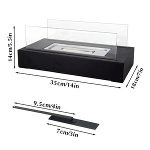 JHY DESIGN square tabletop fire bowl pot with two-sided glass; black gel & ethanol fireplace for Home & Garden