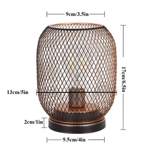 Set of 2 egg-shaped battery-operated LED table lanterns with bronze mesh exterior