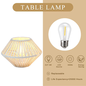 Set of 2 natural beige woven cotton rope table lamps by JHY DESIGN