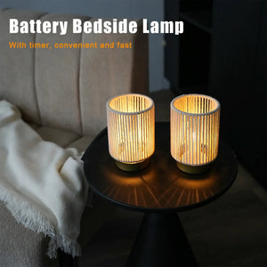 Set of 2 braided cotton rope table lamps, 6.5 inches tall, battery-operated, warm glow