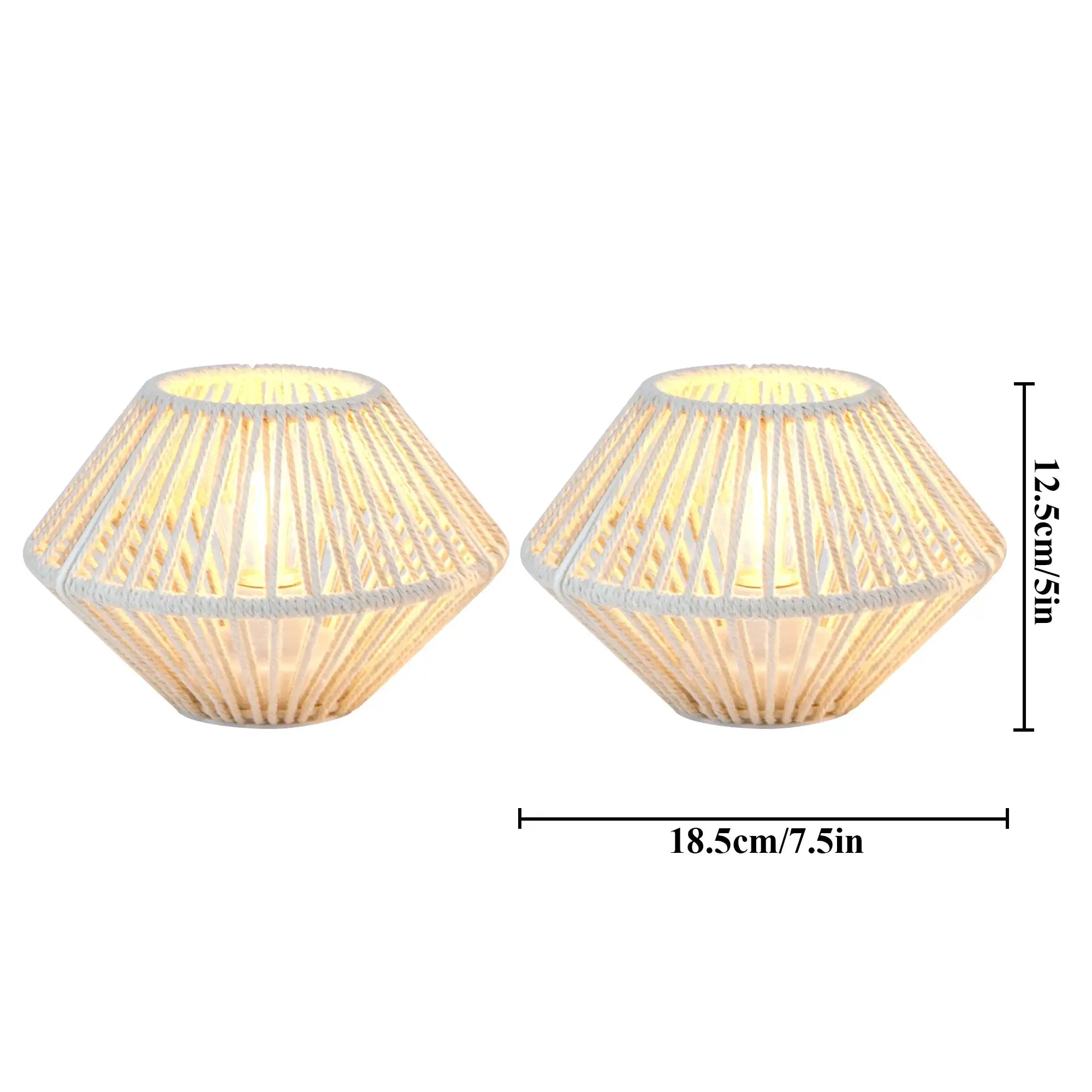 Set of 2 woven cotton rope table lamps in natural beige by JHY DESIGN, boho style.