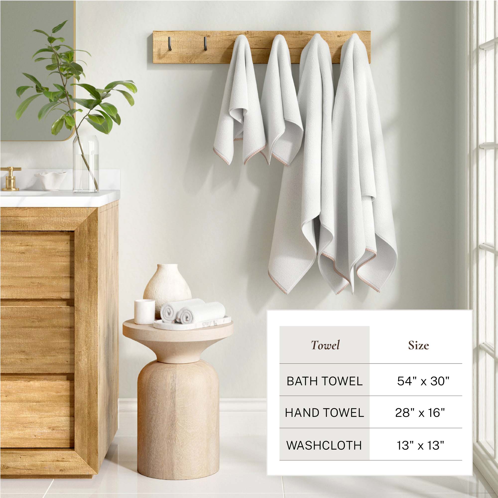 Cotton Border-Stitched 6-Piece Towel Set - Valery Collection