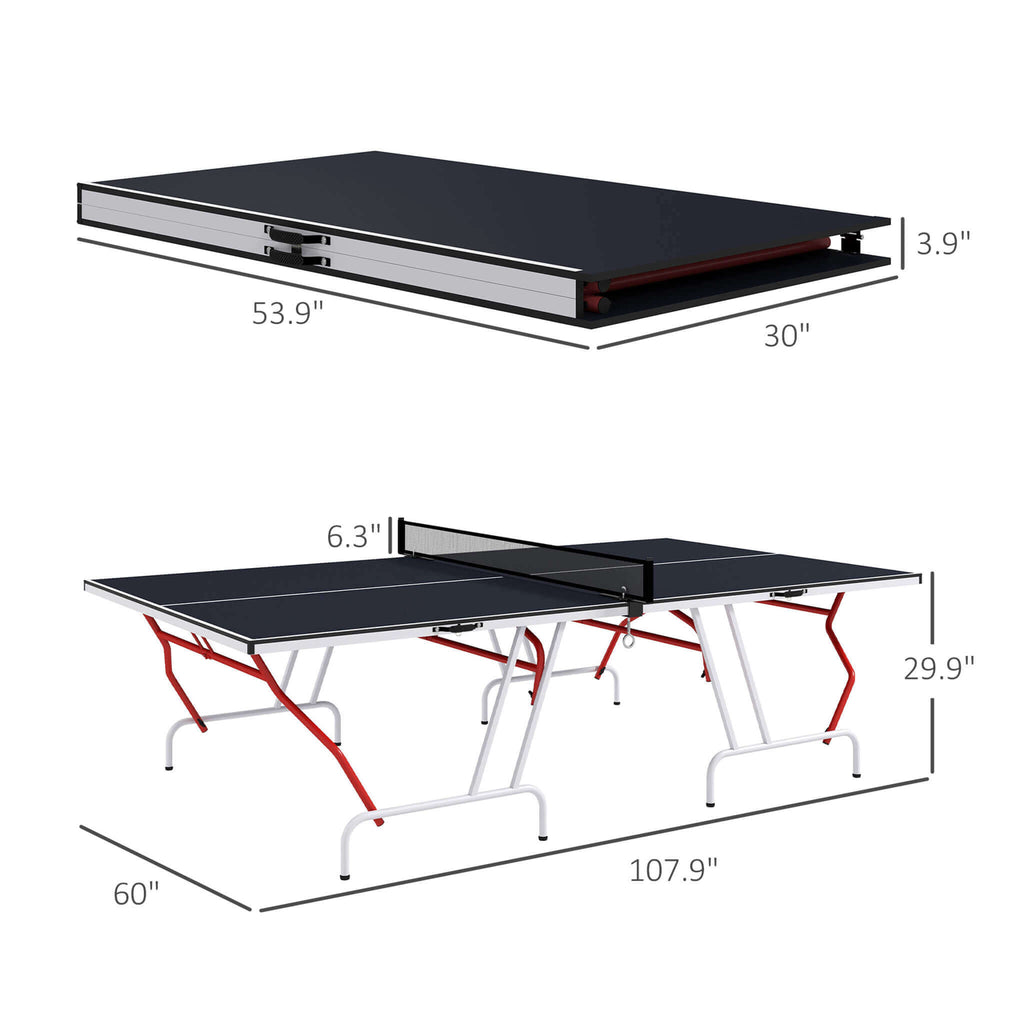 Portable Foldable Full Size Ping Pong Table Tennis Table With Net And Accessories (SAK64929)