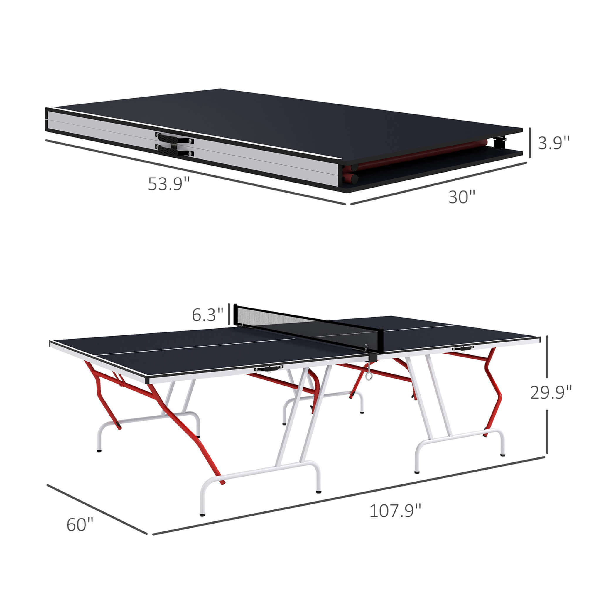 Portable Foldable Full Size Ping Pong Table Tennis Table With Net And Accessories (SAK64929)