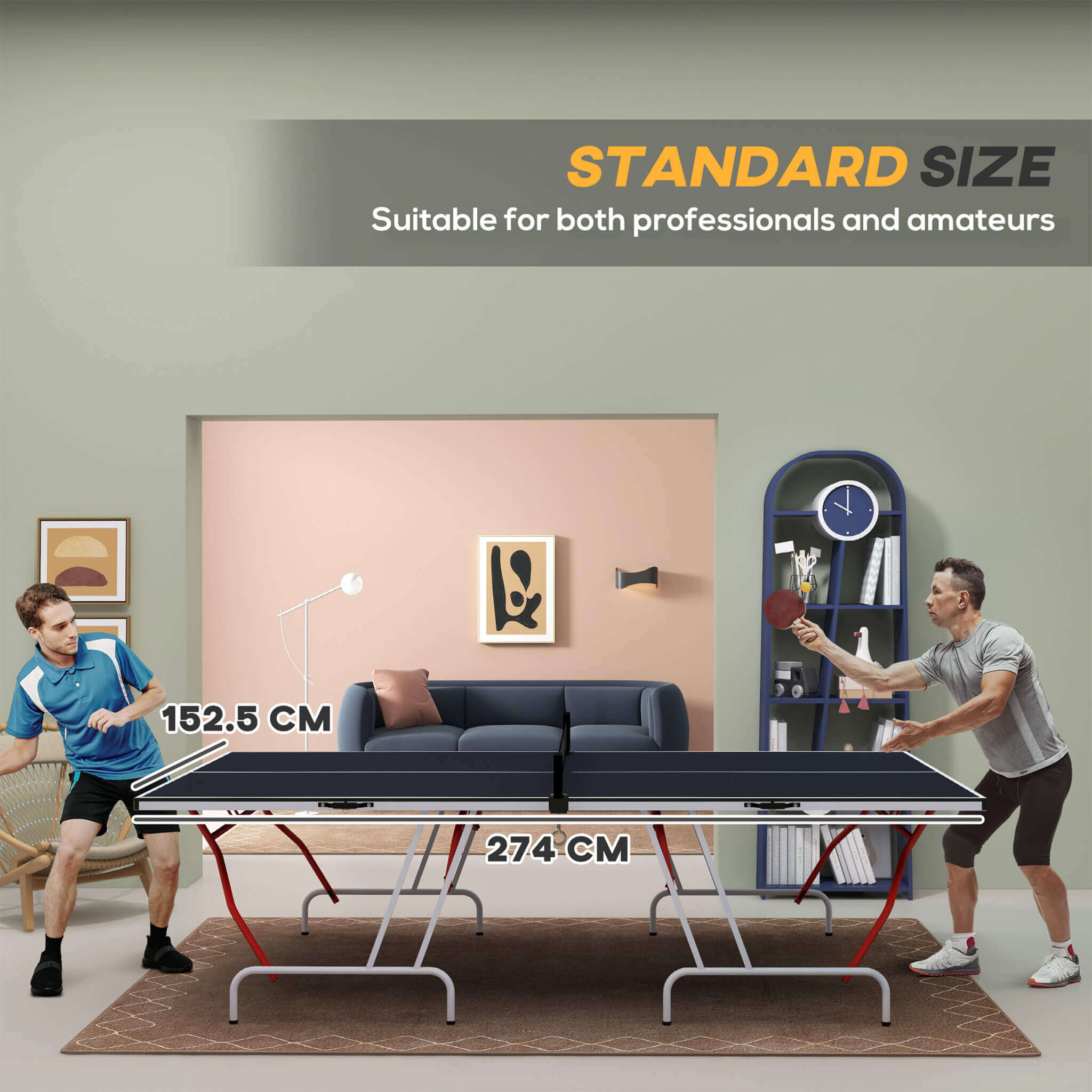 Portable Foldable Full Size Ping Pong Table Tennis Table With Net And Accessories (SAK64929)