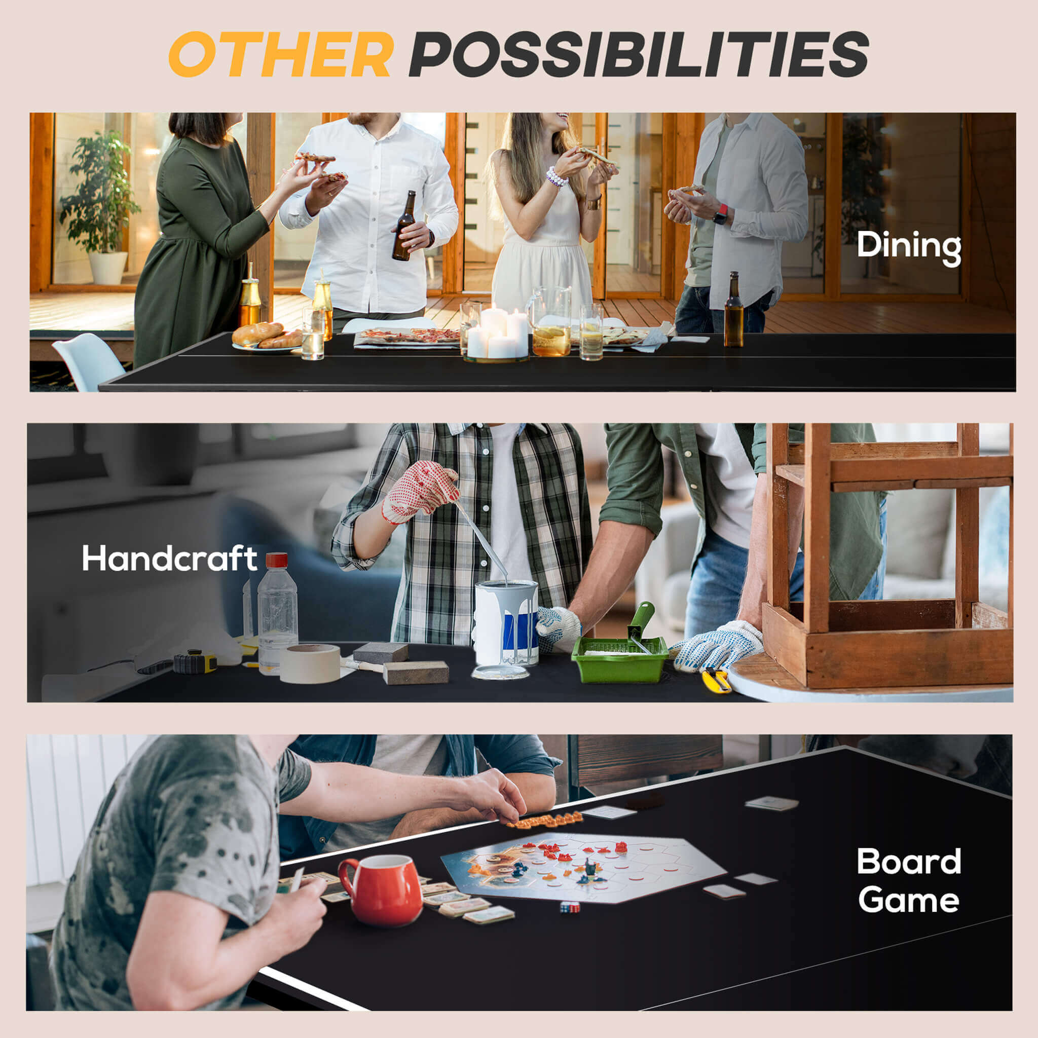Portable Foldable Full Size Ping Pong Table Tennis Table With Net And Accessories (SAK64929)