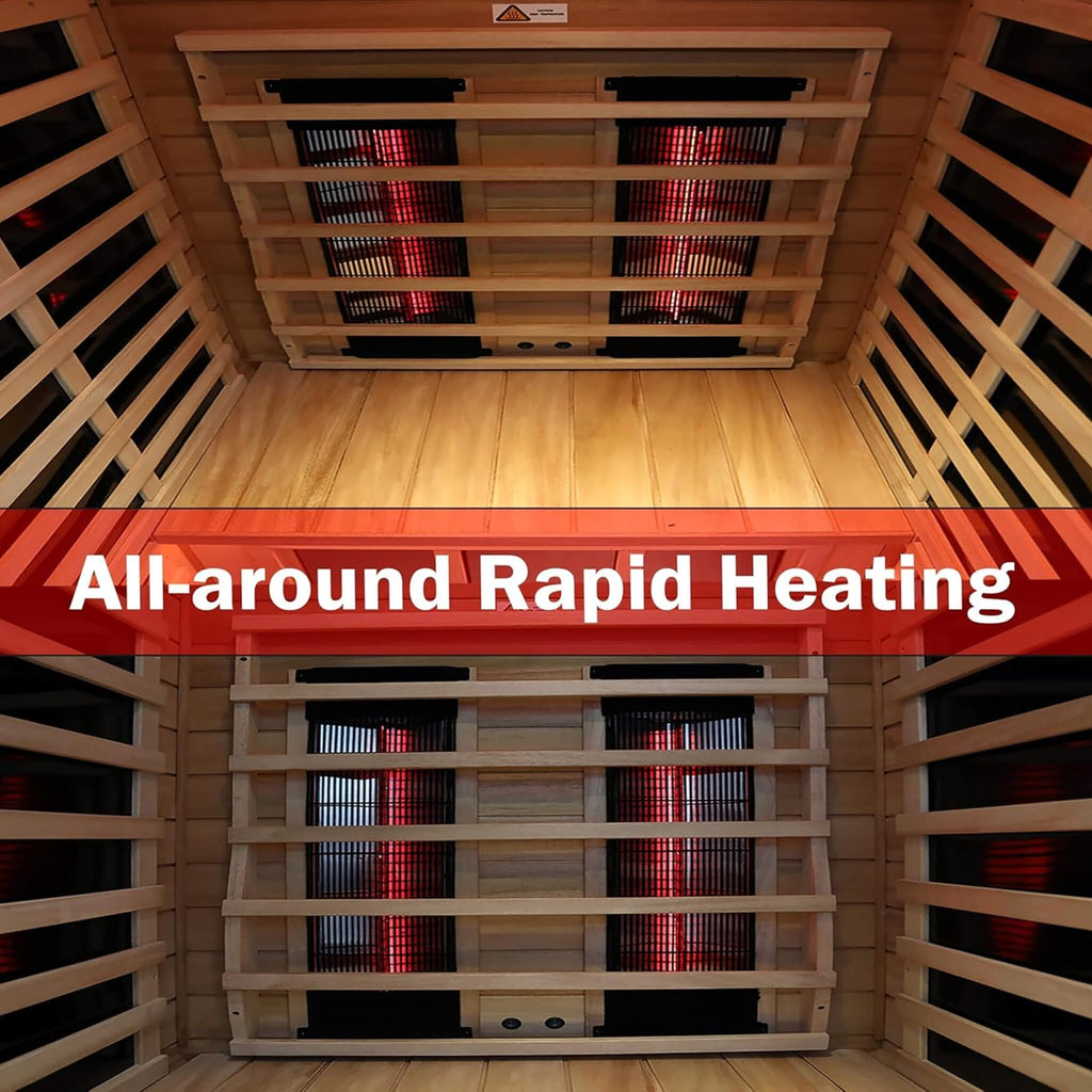 Deluxe 2-Person Outdoor Mahogany Low EMF Far Infrared Sauna With Bluetooth Audio And LED Lights (SAK83719)
