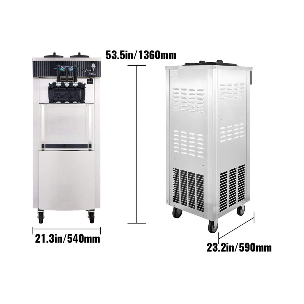 Premium 3-Flavors Commercial Soft Serve Yogurt Ice Cream Machine Maker, 20-28L/H (SAK97524)