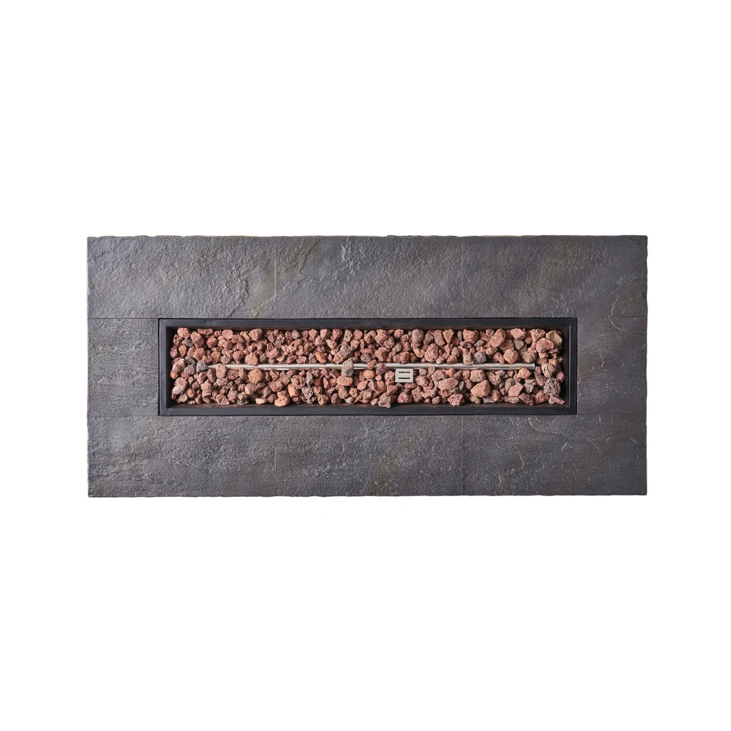Premium 56" Outdoor Rectangular Concrete Propane Fire Pit W/ Faux Stone Pattern, 50K BTU (SAK31845)