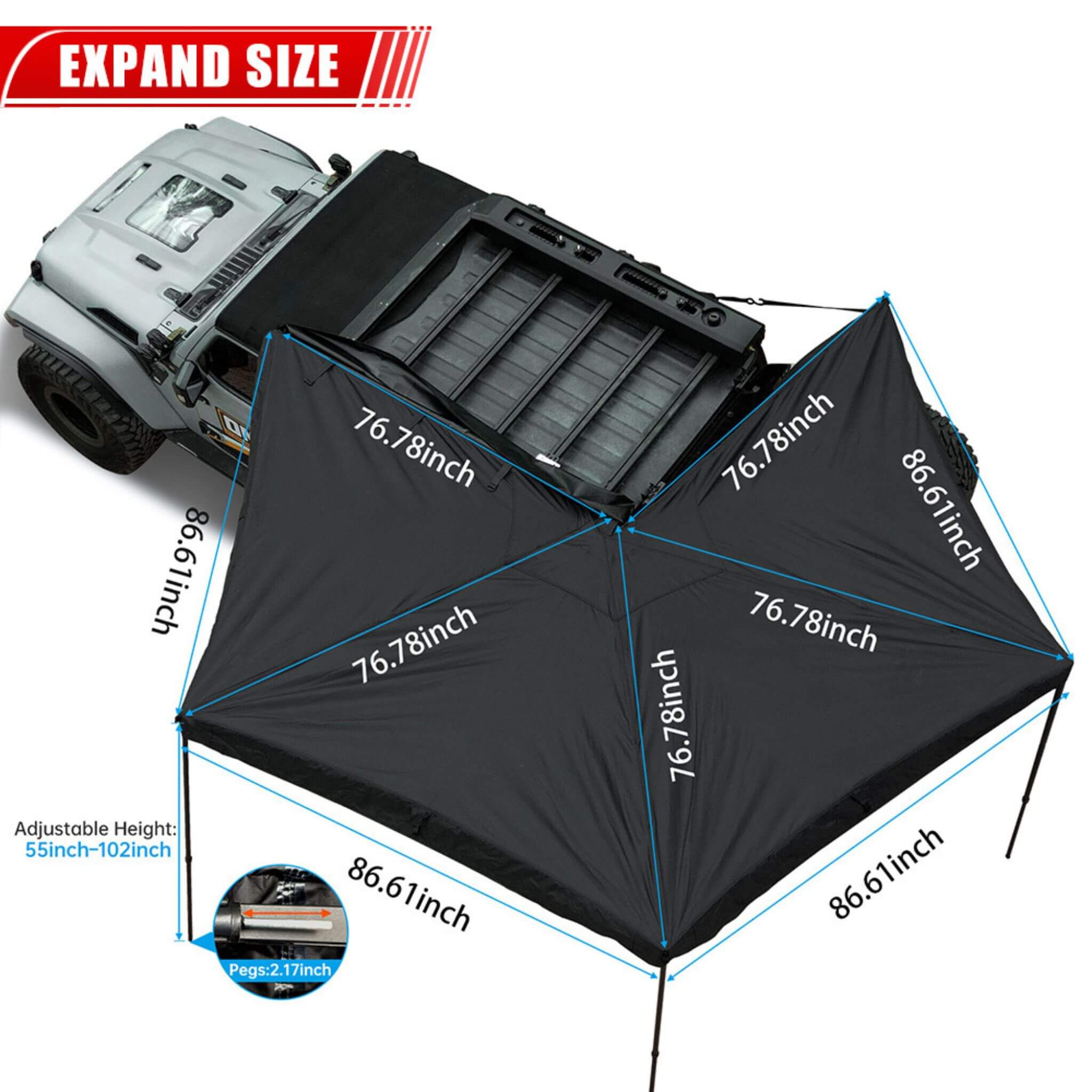 Trailora Premium All-Weather Top Only Multi-Functional 270 Degree Outdoor Awning House Tent (SAK24839)
