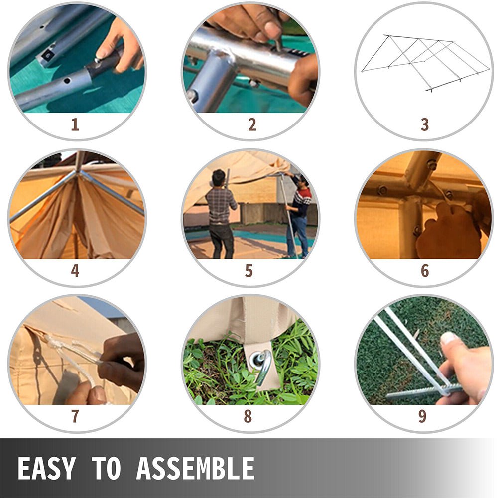 Premium Canvas Frame Fire Water Camping Wall Hunting Tent, 12x14' (SAK92461)