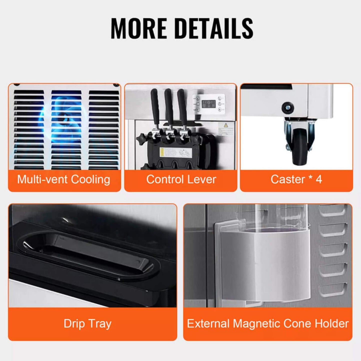 Premium Commercial 3-flavor Freestanding Soft Serve Ice Cream Machine Maker, 21-31 L/H (SAK21874)