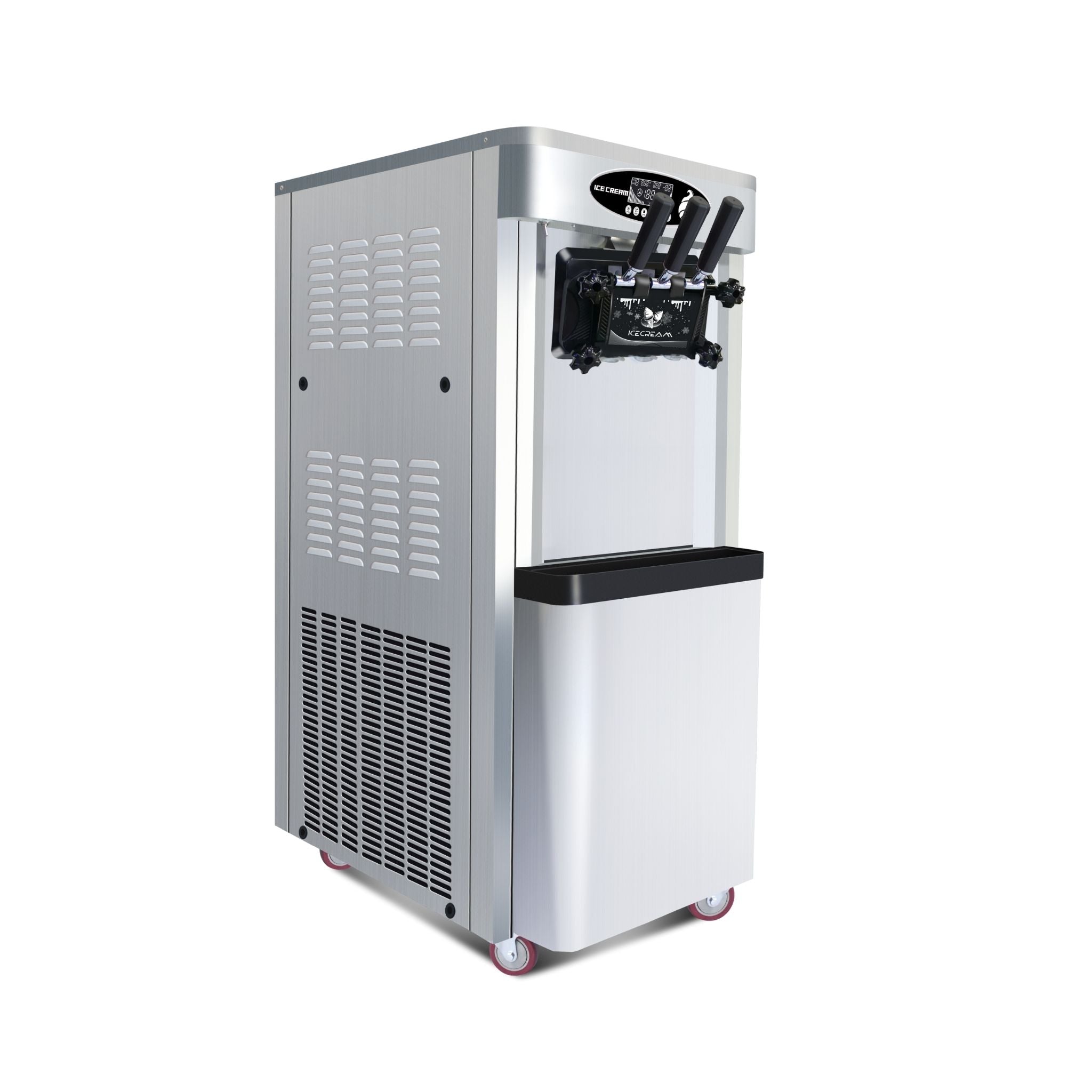 Premium Commercial Vertical 2000W 3-Flavor Soft Ice Cream Machine With Dual 6L Hoppers, 25-30L/H (SAK93406)