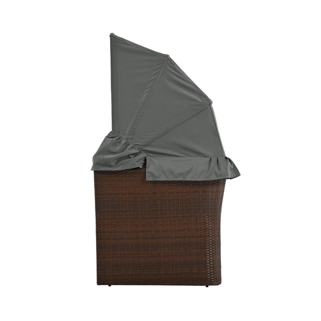 Premium Outdoor 2-Seater Patio Daybed With Foldable Awning, Cushions, And Rattan Frame (SAK90233)