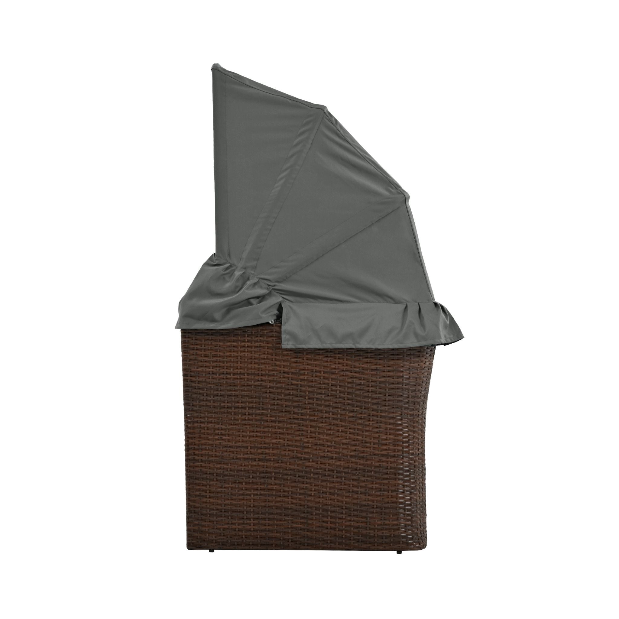Premium Outdoor 2-Seater Patio Daybed With Foldable Awning, Cushions, And Rattan Frame (SAK90233)
