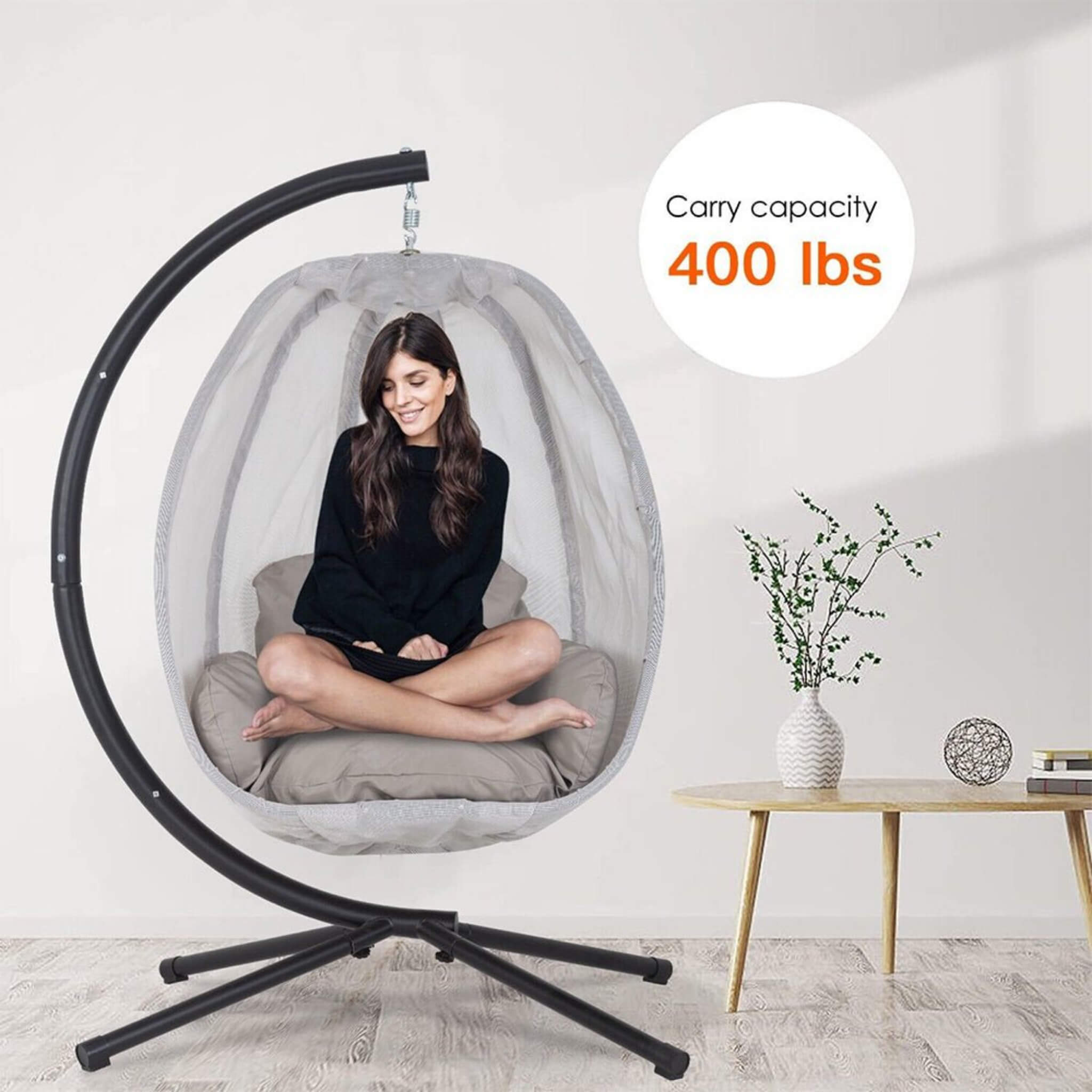 Premium Outdoor Hammock Egg Swing Chair With Stand, 70" (SAK42317)