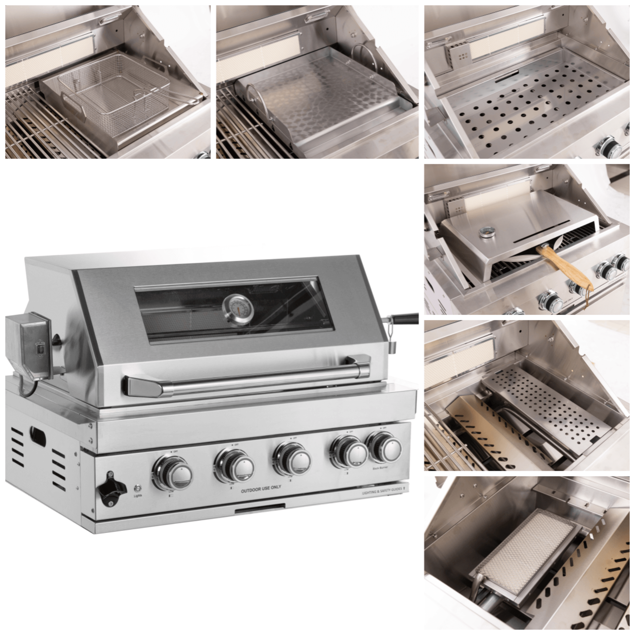 Premium Outdoor Kitchen With 32 Inch 60000 BTU Built-In Stainless Steel LPG Gas Grill, Door And Drawer Combo And Stainless Steel Ice Box (SAK98661)