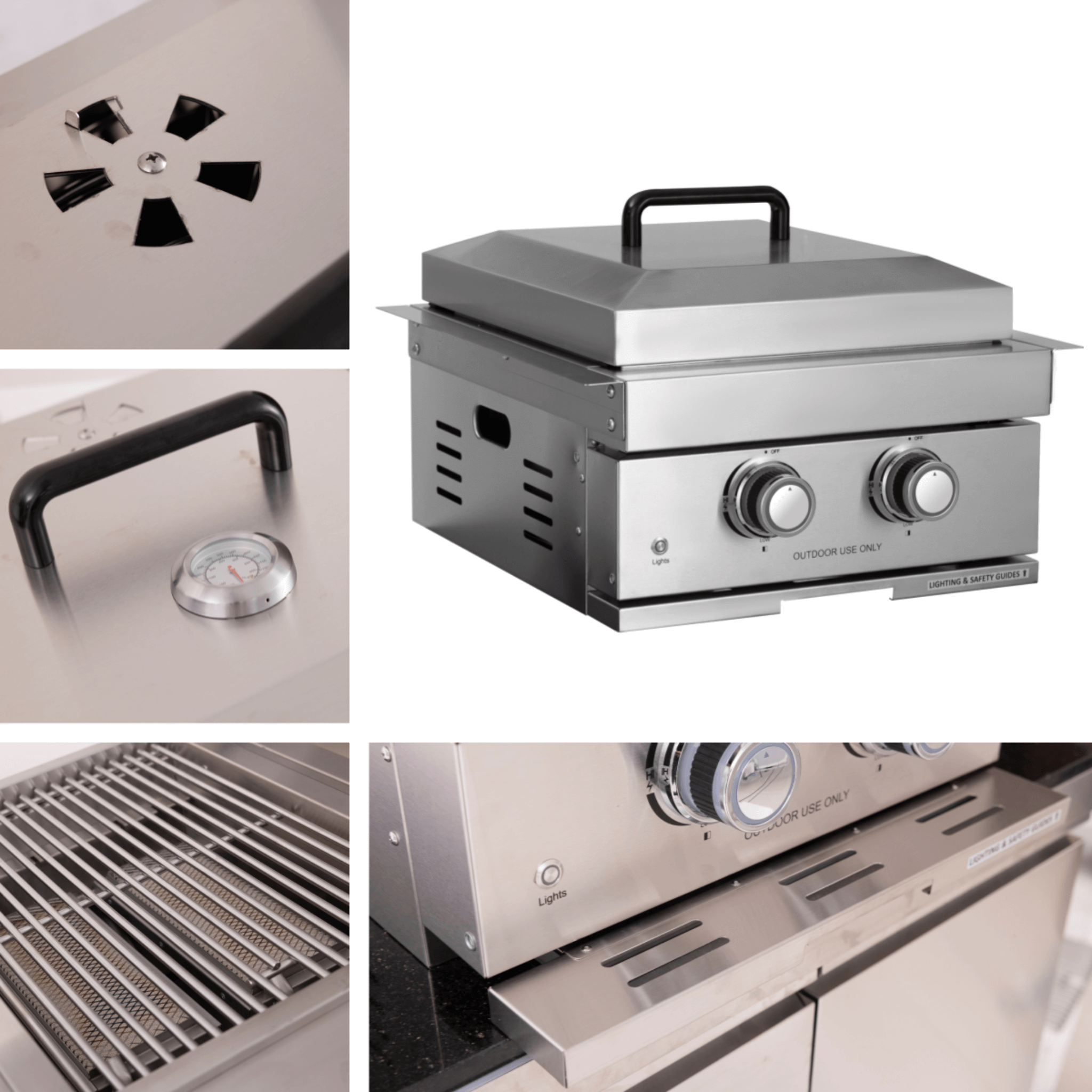 Premium Outdoor Kitchen With 32 Inch 60000 BTU Built-In Stainless Steel LPG Gas Grill, Door And Drawer Combo And Stainless Steel Ice Box (SAK98661)