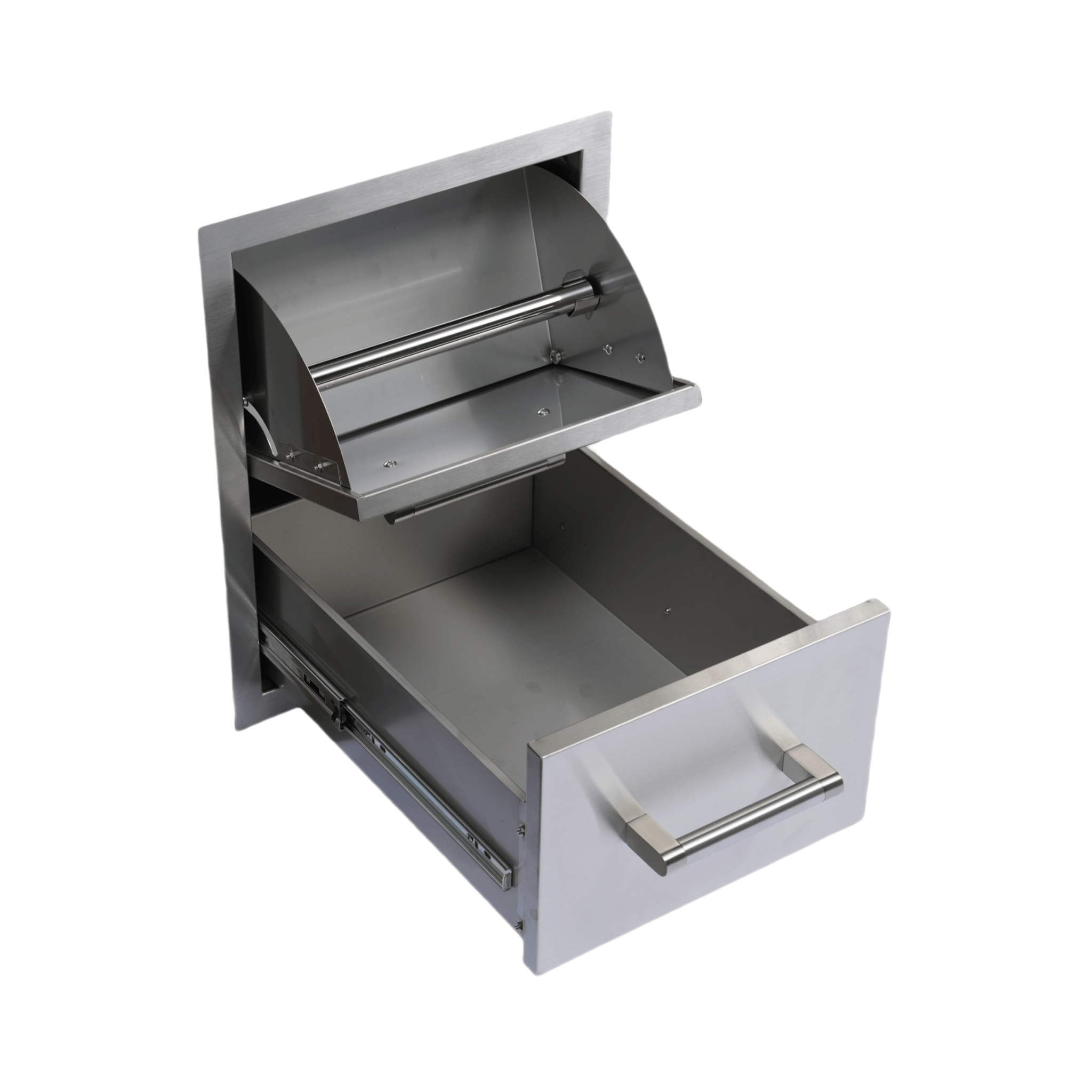Premium Outdoor Kitchen With 32 Inch 60000 BTU Built-In Stainless Steel LPG Gas Grill, Door And Drawer Combo And Stainless Steel Ice Box (SAK98661)