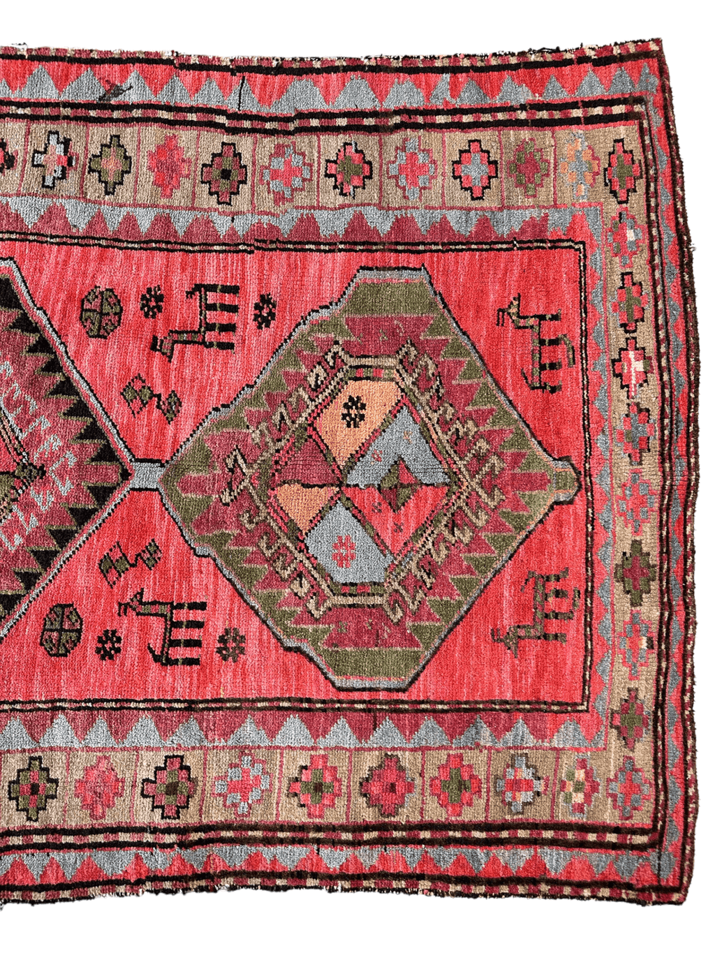 Rare Antique Handmade Caucasian Runner Rug 3’7" x 9’2"