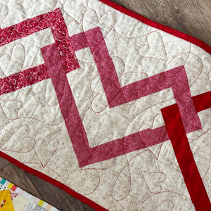 Favorite Things precut table runner bundle, red and cream fabrics in 3 patterns