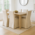4 Pack - Dining Chair Slip Covers, Compatible with IKEA Henriksdal, Beige Linen Floor Length