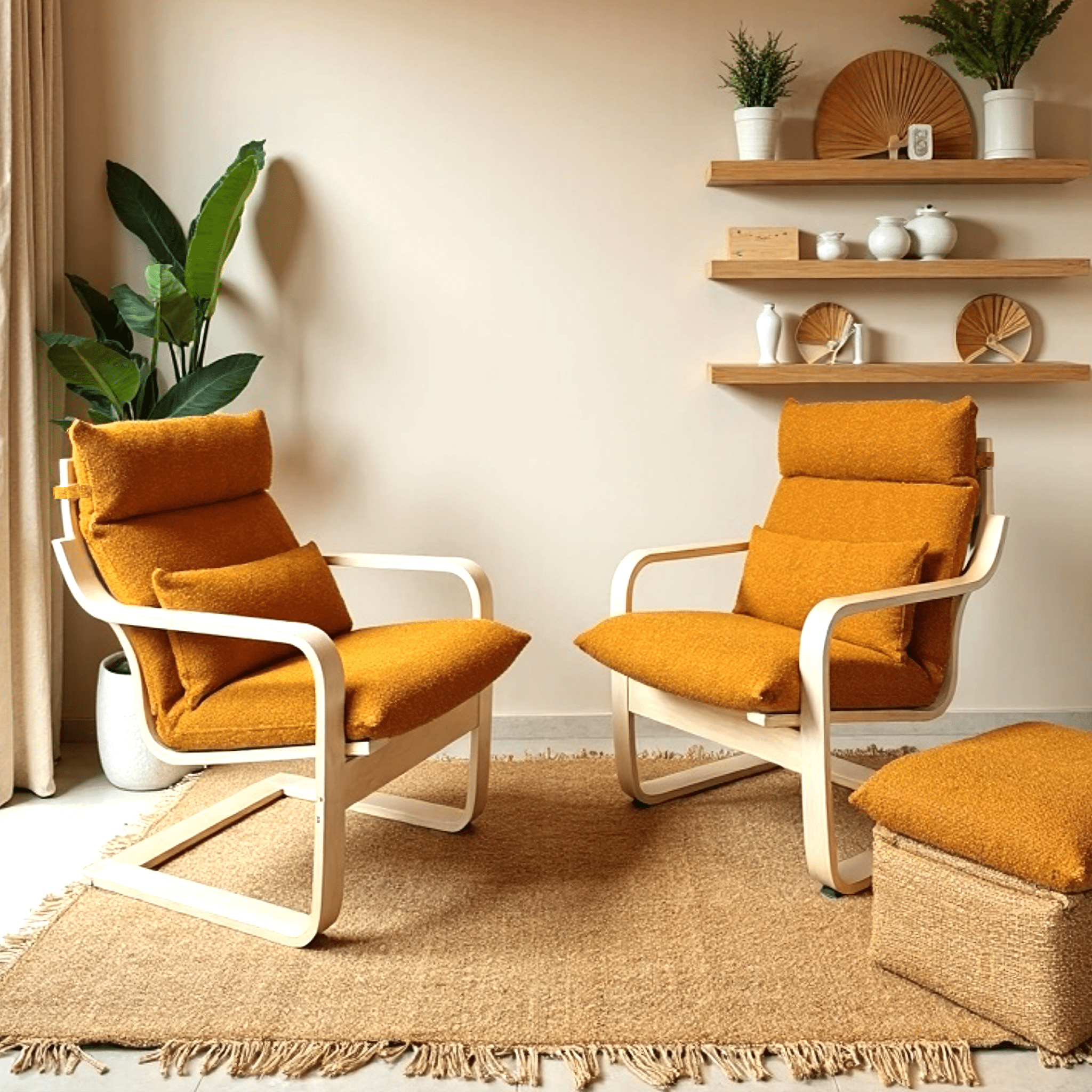 Boucle Sherpa Cinnamon Chair and Footstool Covers, Compatible with IKEA Poang