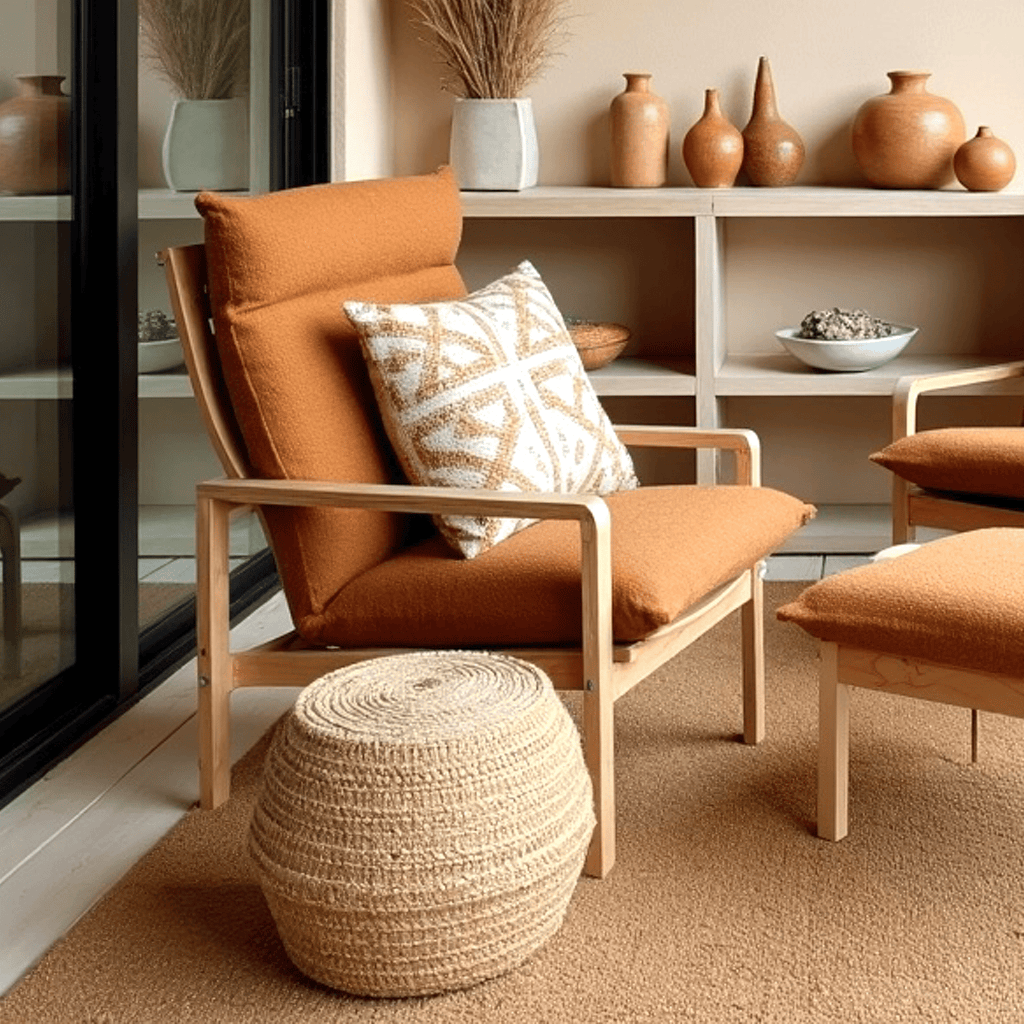Boucle Sherpa Cinnamon Chair and Footstool Covers, Compatible with IKEA Poang
