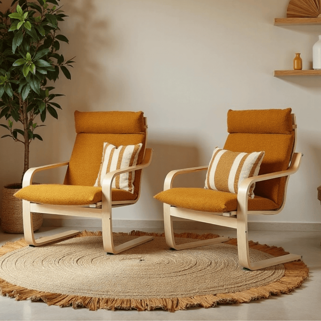Boucle Sherpa Cinnamon Chair and Footstool Covers, Compatible with IKEA Poang