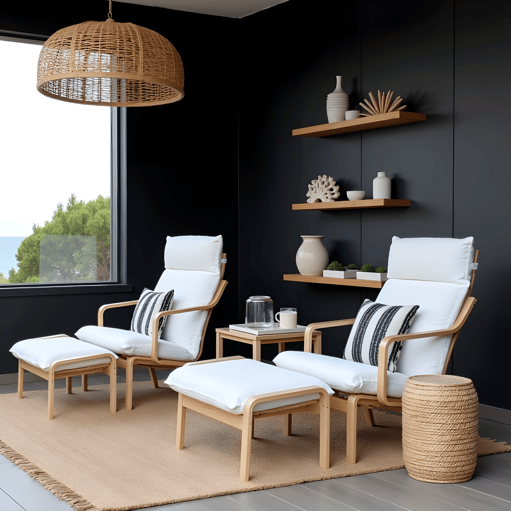 Boucle Natural White Sherpa Chair and Footstool Covers, Compatible with IKEA Poang