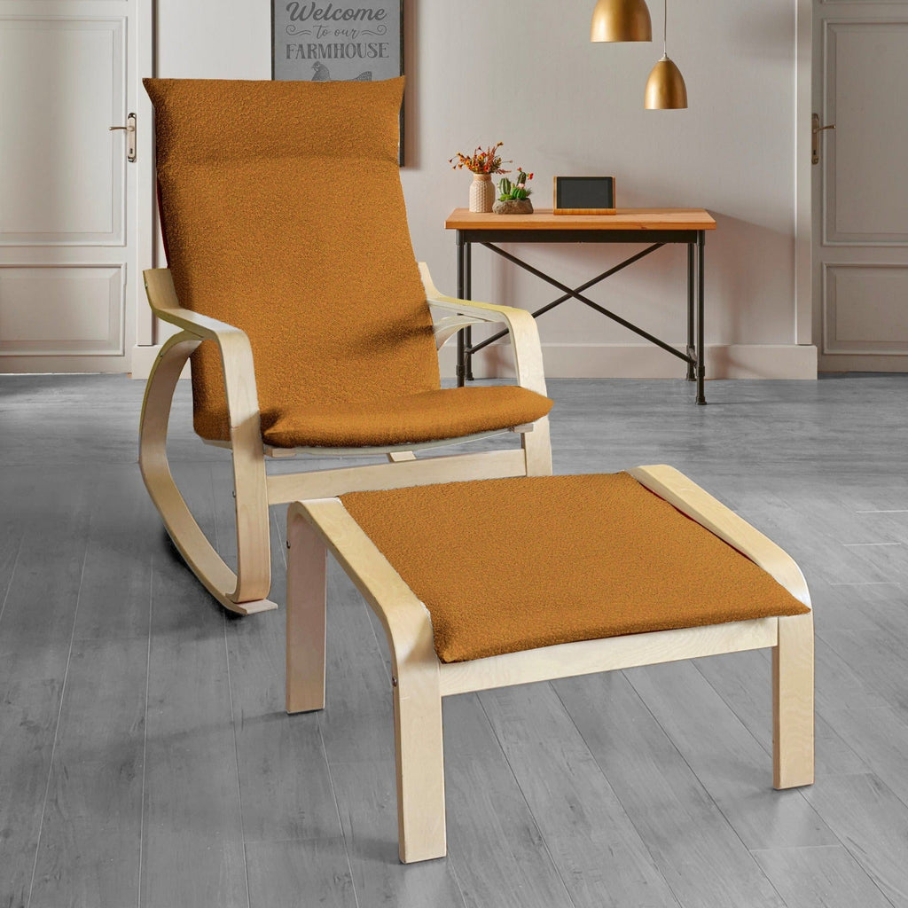 Boucle Sherpa Cinnamon Chair and Footstool Covers, Compatible with IKEA Poang