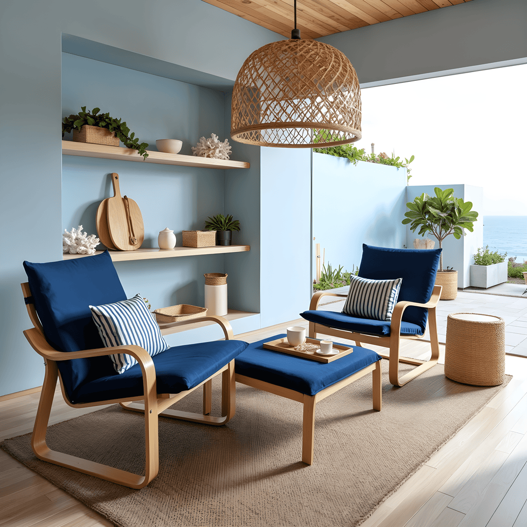 Velvet Navy Blue Chair and Ottoman Covers, Compatible with IKEA Poang