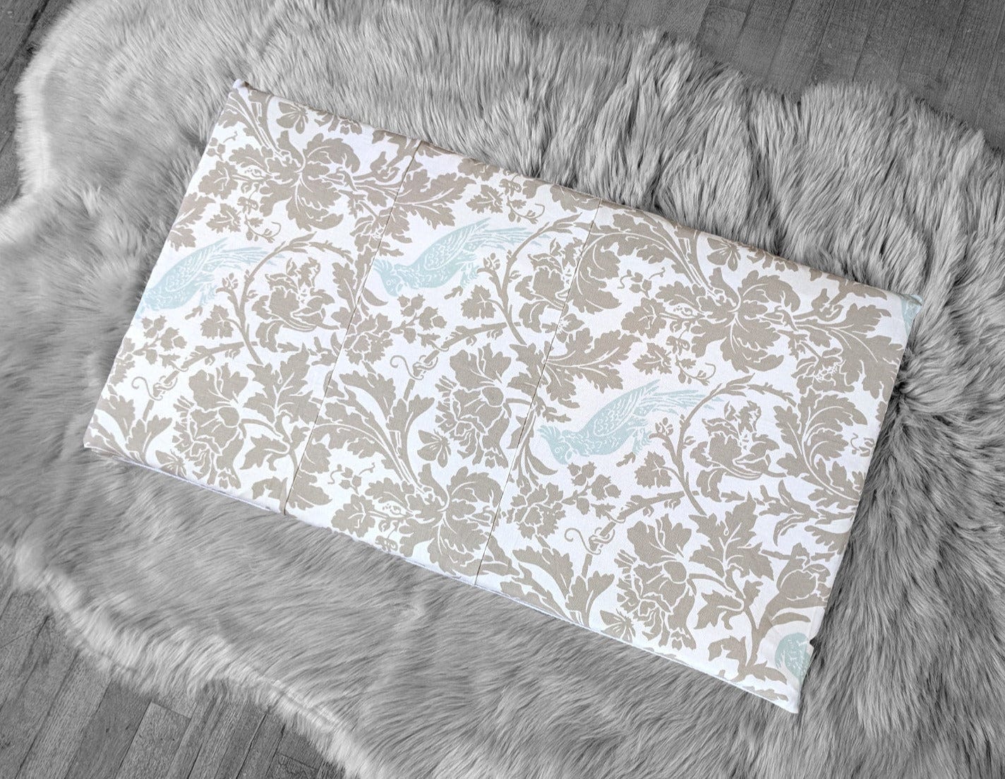 SALE IKEA Bankkamrat, Hemmahos, Stuva Bench Pad Cover Beige Blue Floral Cockatoo Bench Pad Cover