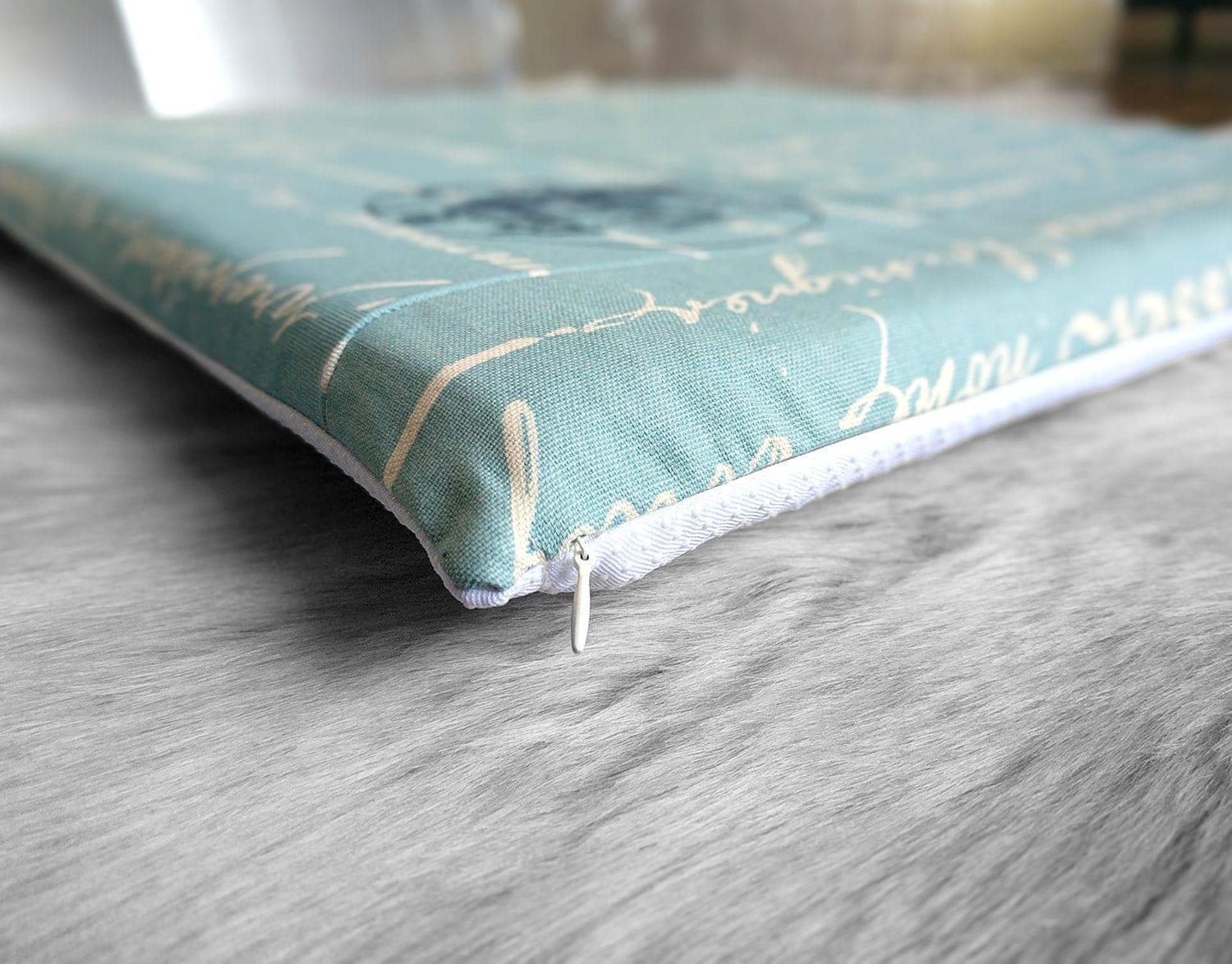 SALE IKEA Bankkamrat, Hemmahos, Stuva Bench Pad Cover Blue Calligraphy Print