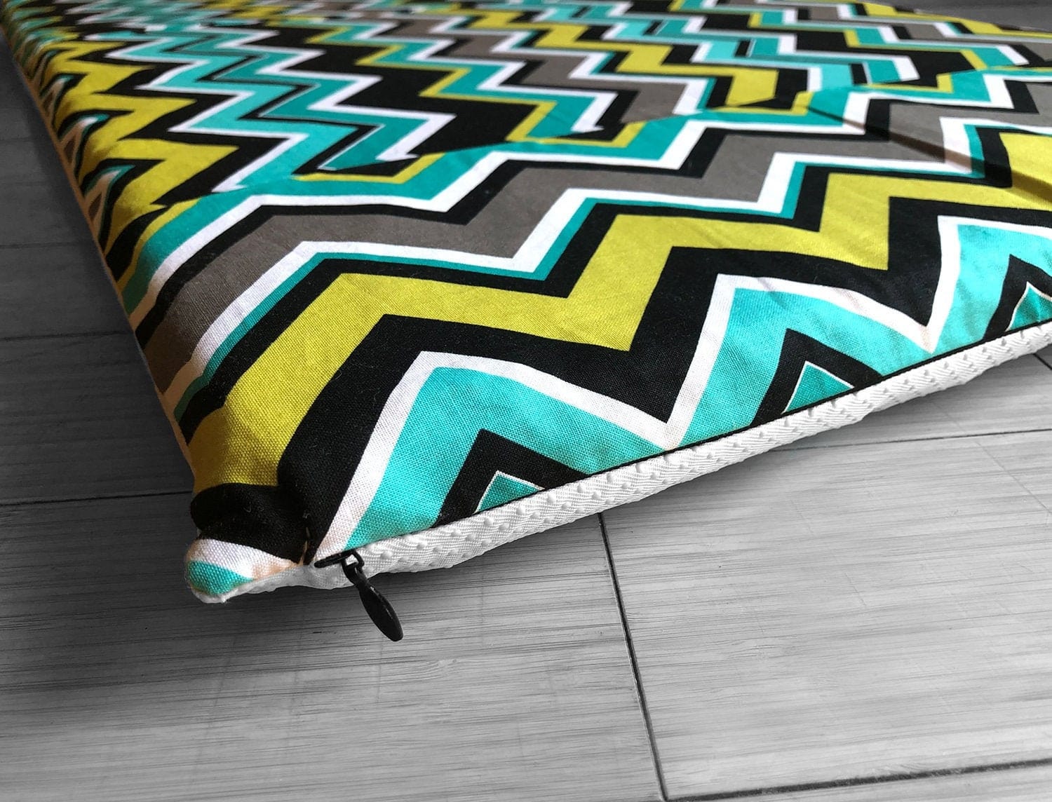 SALE IKEA Bankkamrat, Hemmahos, Stuva Bench Pad Cover  Chevron Pattern, Turquoise Blue Yellow