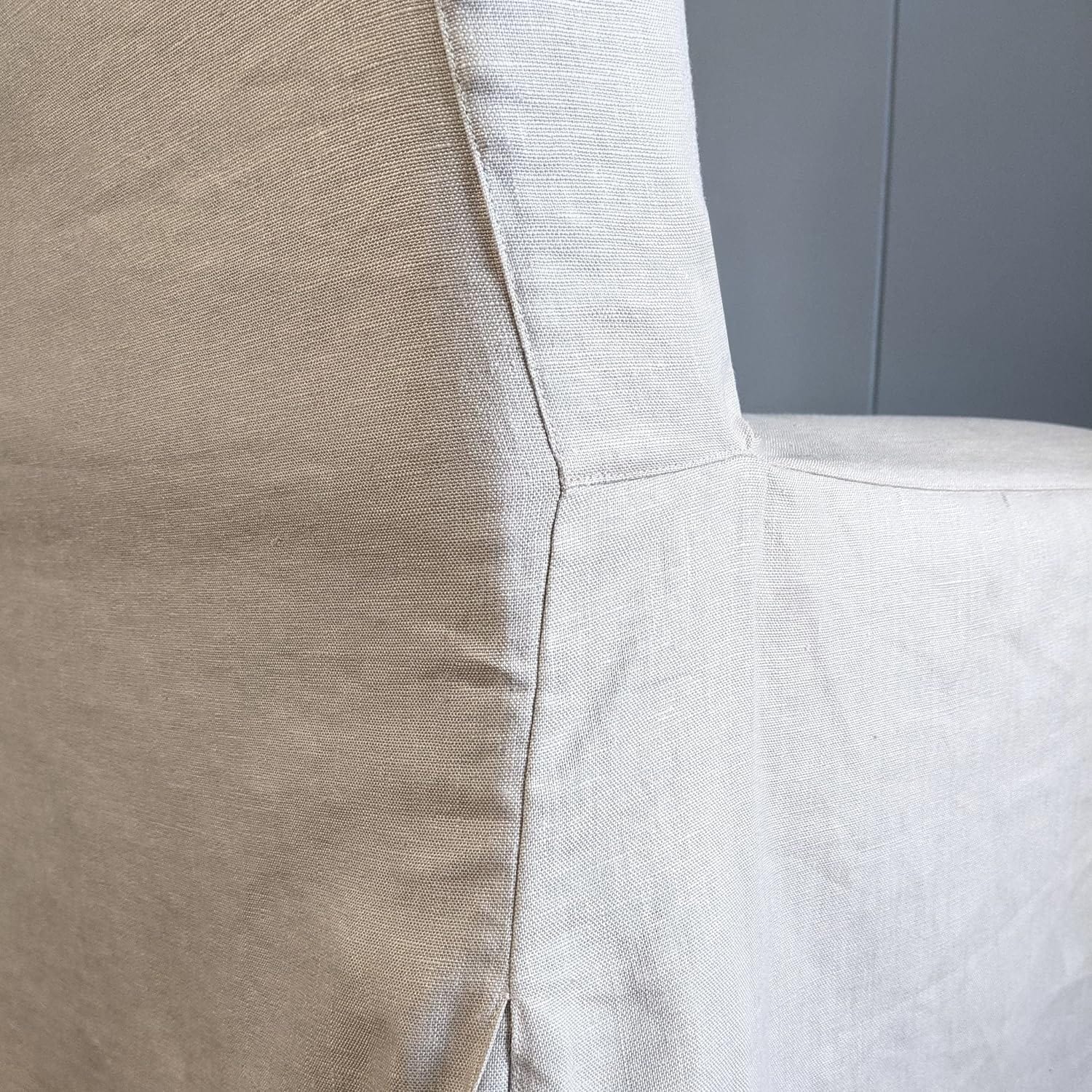 4 Pack - Dining Chair Slip Covers, Compatible with IKEA Henriksdal, Beige Linen Floor Length