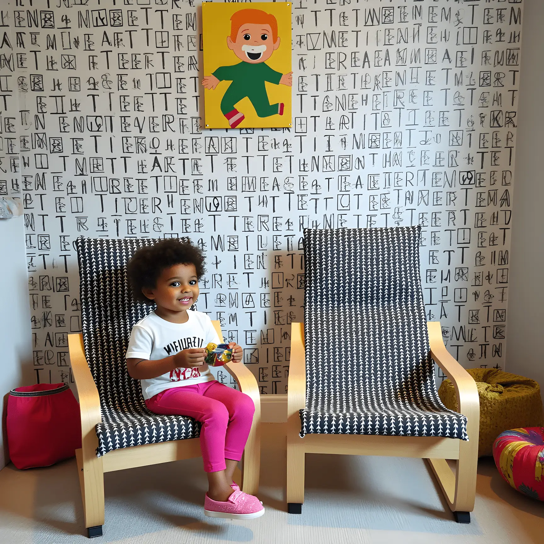Black Vine Cotton Cushion Cover, Compatible with IKEA Children's Poang