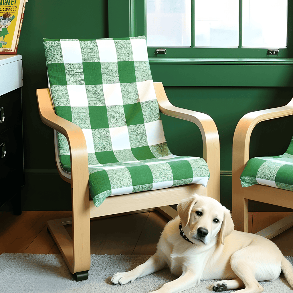 Green Check Cushion Cover, Compatible with IKEA Children's Poang