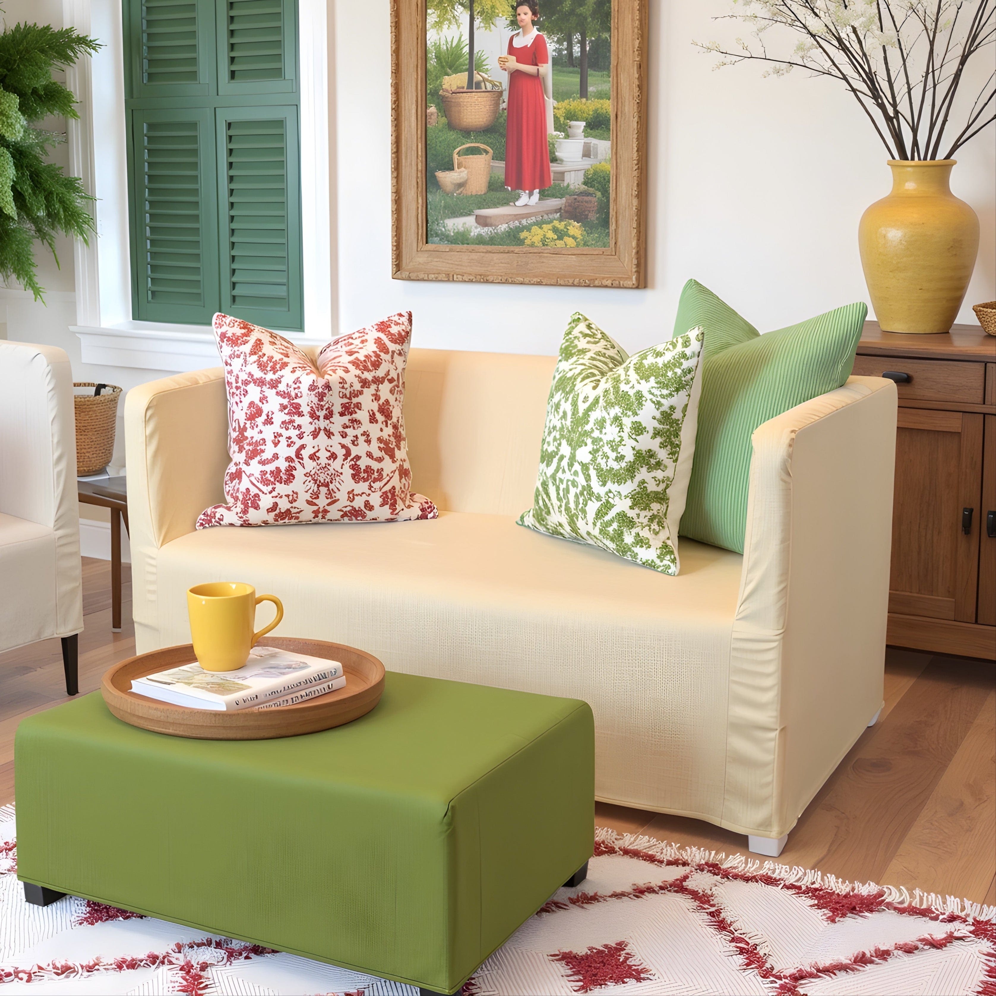 Farmhouse Beige Linen Slip Cover, Compatible with IKEA KNOPPARP