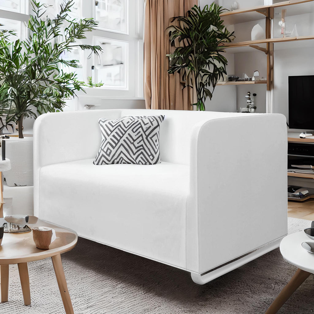 Solid White European Linen Slipcover for IKEA Knopparp Sofa – Simple, Elegant, and Versatile