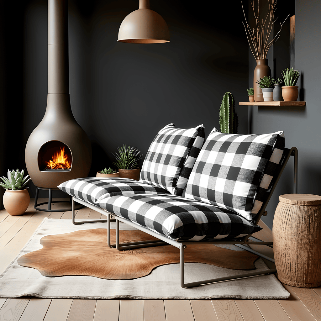 Black Check Outdoor Slipcovers, Compatible with IKEA Havsten - Made to Order