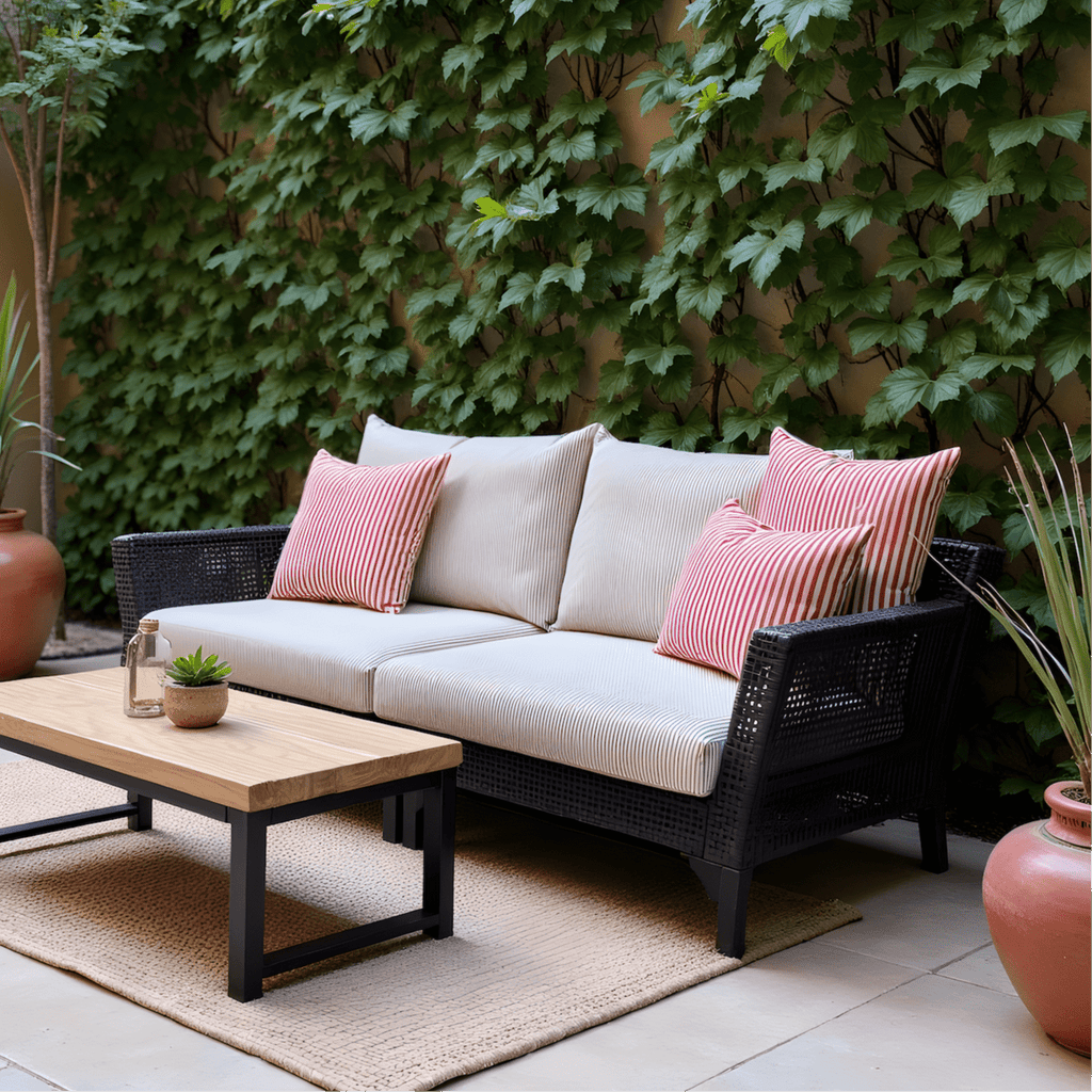 Beige Stripe Outdoor Slip Covers, Compatible with IKEA Duvholmen Kuddarna